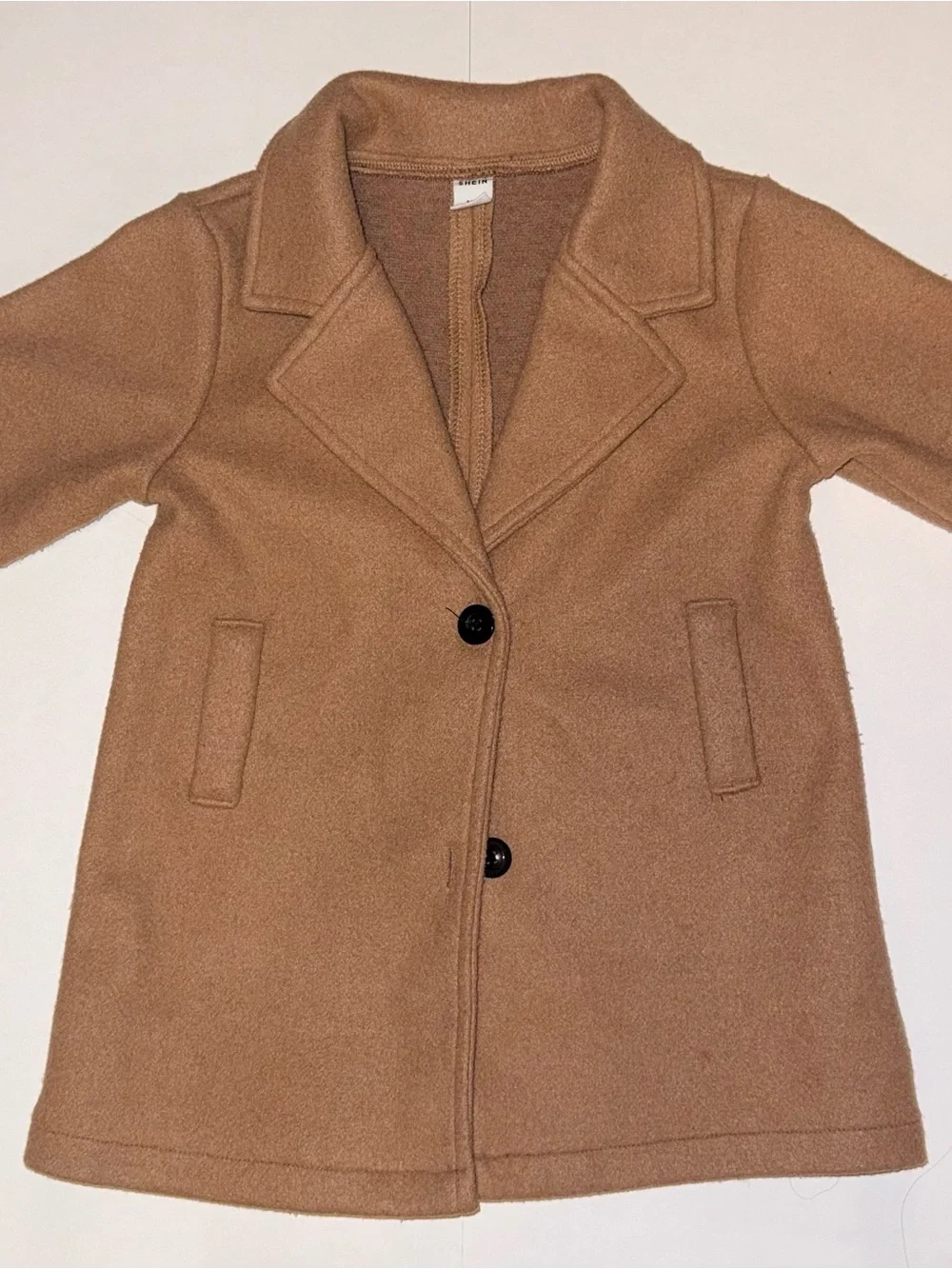 SHEIN Toddler Camel Pea Coat